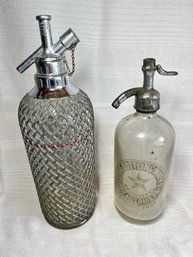 2 Vintage Glass Seltzer Bottles ~ Sparklet & Starbott Works Phila