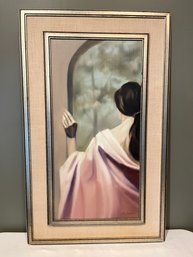 Signed Painting Hal Singer Woman At Window