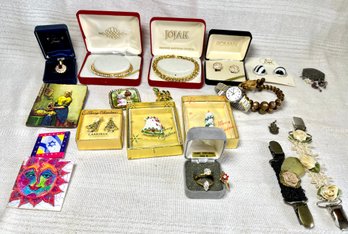 Vintage Jewelry Lot Jojak, Roman Bracelets, Earrings, Brooches, Rings, Pendant