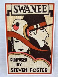 Vintage MCM Needlepoint - Swanee Composed By Steven Foster Framed