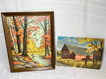 2 Vintage Paint By Number Paintings