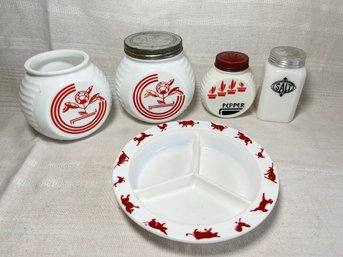 Vintage Red & White 1950s 1960s Kitchenware Salt & Pepper, Canisters & More