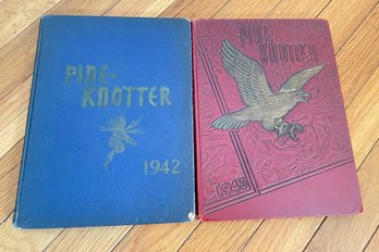 2 VINTAGE 1942/1943 PINE KNOTTER HIGH SCHOOL YEAR BOOKS