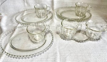 Vintage Imperial Candlewick Snack Plates, Cups, Sugar & Creamer