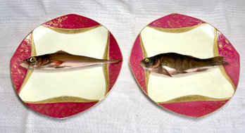 Pair Antique Limoges De Pose C.U & C  Co Fish Plates