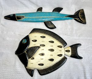 American Art Industries Chalkware Colorful Fish Wall Hangings MCM