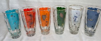 Set 6 Vintage Libbey High Ball Tumber RX Prescription Apothecary Pharmacy Bar Glasses