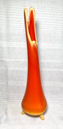 Vintage MCM LE Smith Bittersweet 3 Toe Swung Glass Orange Vase