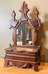 Beautiful Antique Victorian Colonial Wooden Candle Box Shaving Mirror Tabletop