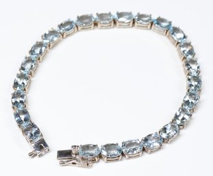 Vintage Sterling Silver Blue Aquamarine Bracelet