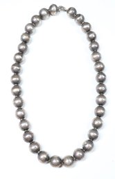 Vintage 925 Sterling Silver Hollow Beaded Bracelet On Chain