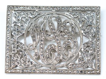 Vintage Sterling Silver And Marcasite Brooch Monogram MLS