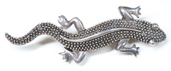 Vintage Sterling Silver Brooch Lizard Leopard Gecko Lapel Pin Unmarked