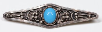 Vintage Navajo Iindian Silver Turquoise Pin Brooch