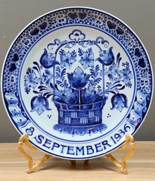 Delft Blue Hanging Plate De Porceleyne Fles Royal Engagement 1936 Juliana And Bernhard Princess Prince Dutch