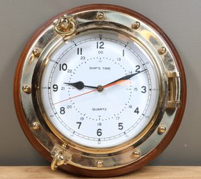 Vintage Bell Clock Company Ship Porthole Quartz Clock Brass Wall Hanging Nautical