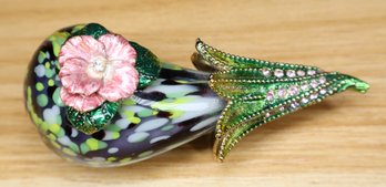 Jewel-Encrusted Art Glass Eggplant Sculpture