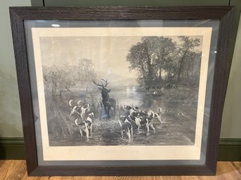 Large Antique 1878 Hallali Du Cerf French Hunt Scene Kill Of The Stag Photogravure Goupil Cie