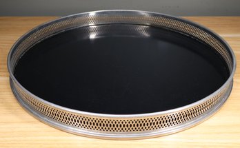 Vintage Silver Plate Black Round Serving Tray