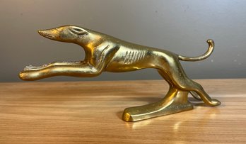 Vintage Brass Greyhound Racing Dog Automobile Hood Ornament