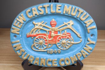 Cast Metal Fire Mark New Castle Mutual Insurance Company 1849 Sign Plate