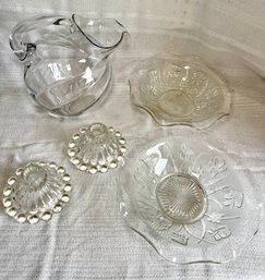 Cambridge Elegant Glass 'Ball Pitcher', Candlesticks - Pattern Glass Serving Bowls