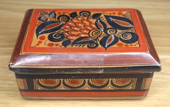 Signed A. Mateos N. Tonala Mexico Glazed Terracotta Trinket Box