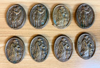 Set Of 8 Religious Brass Medals Vintage