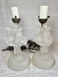 Dancers Vintage Art Deco Pair Electric Boudoir Dresser Lamps