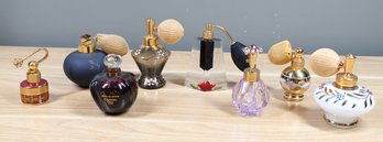 Lot Of (8) Vintage Atomizer Perfume Bottles Glass And Ceramic Royal Porzellan Limoges Holmspray Curry Arts