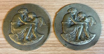 Pair Of Brass Medallion Plaques