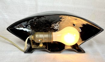 Black Art Deco MCM Electric Table Lamp