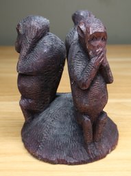 Hand-carved Ironwood Sculpture Three Wise Monkeys Hear No Evil Speak No Evil See No Evil