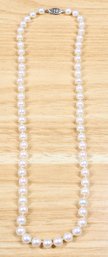 Vintage Akoya Pearls Sterling Silver Clasp Necklace