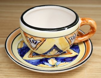 Dipinto Amano Glazed Art Pottery Cup & Saucer