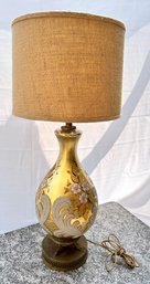 Vintage Tall MCM Gold Leaf Hand Painted Glass Lamp