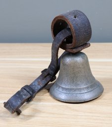 Antique Bronze Cow Goat Bell With Leather Band And Strap