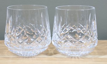 Set Of (2) Vintage Waterford Crystal Lismore Roly Poly Old Fashioned Scotch Glasses