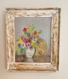 OIL PAINTING ON BOARD FLOWERS 1970s