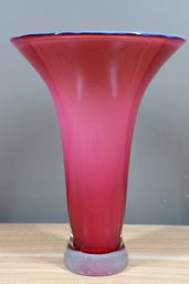 Vintage 1999 Pink Opaline Art Glass Vase Signed Praxis