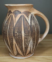 Signed Brown Studio Art Pottery Pitcher MCM Mid-century Modern