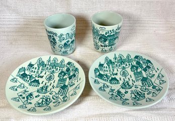 Vintage MCM Nymolle Art Faience 1960s Hoyrub Dish Set