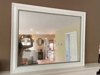 LARGE WHITE WOODEN HEAVY MIRROR