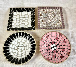 Vintage MCM Mosaic Tile Ashtrays Trinket Dishes