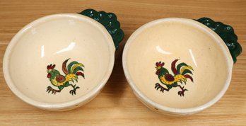 Pair Of Metlox Poppytrail California Provincial Rooster Open Soup Servers Bowls