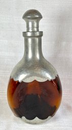 Vintage Old World Style Holland Amber Glass Pewter Royal Holland Pinch Decanter