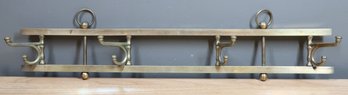 Vintage French Brass 4-hook Hat / Coat Rack