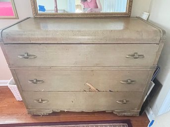 ANTIQUE 4 DRAWER CHEST OF DRAWERS DRESSER GREEN