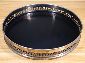 Vintage Silver Plate Black Round Serving Tray