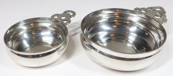 Set Of (2) Vintage Stieff Pewter Porringer Bowls Fruit Bowls Colonial Williamsburg Restoration